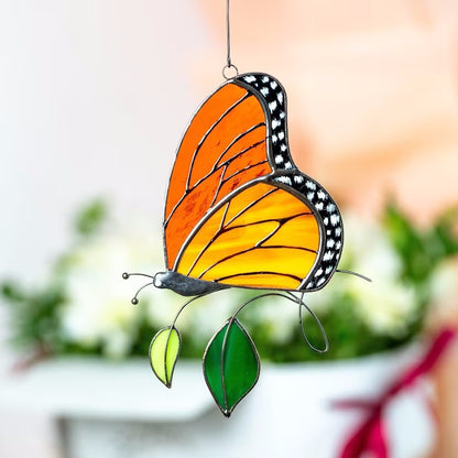 Handmade Stained Monarch Butterfly Window Decor