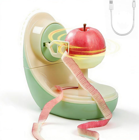 Cordless Electric Apple Fruit Peeler - Portable Rechargeable Battery Powered Tabletop Peeler, 30 Seconds Fast Peeling, Detachable Blade & Easy to Clean