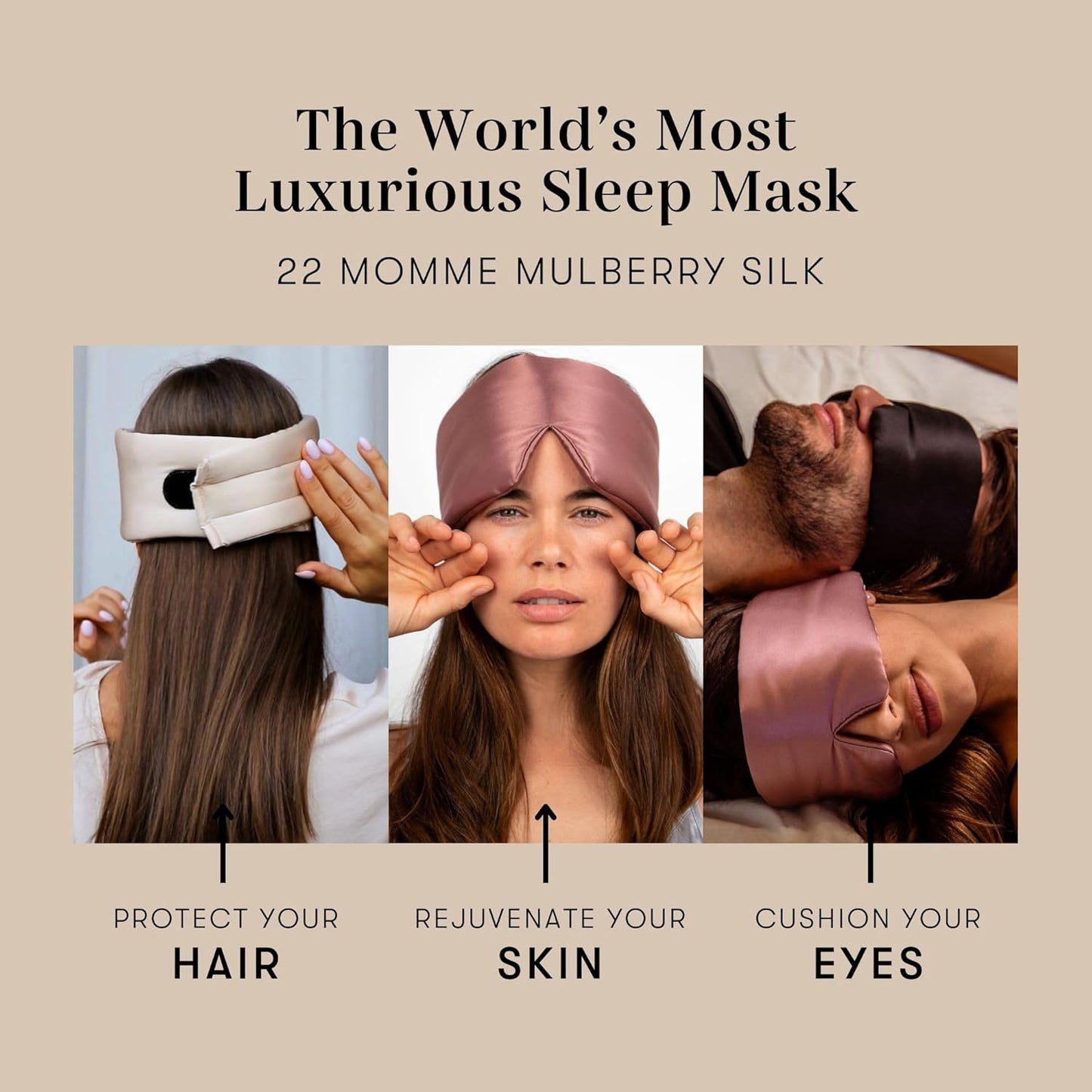 Silk Sleep Mask - Face-Hugging, Padded Cocoon for Luxury Sleep in Total Darkness - 100% Pure Mulberry Silk
